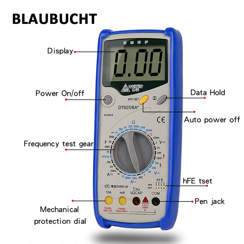 Профессиональный цифровой мультиметр BLAUBUCHT Вольтметр переменного/постоянного
