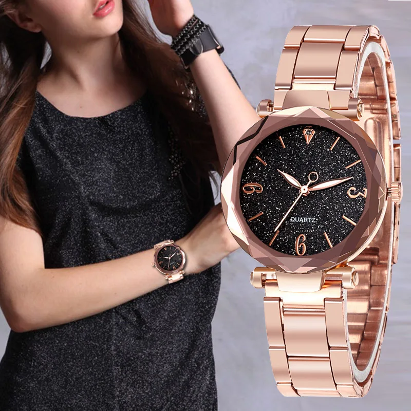 Женские кварцевые часы с рисунком звёздного неба | Наручные