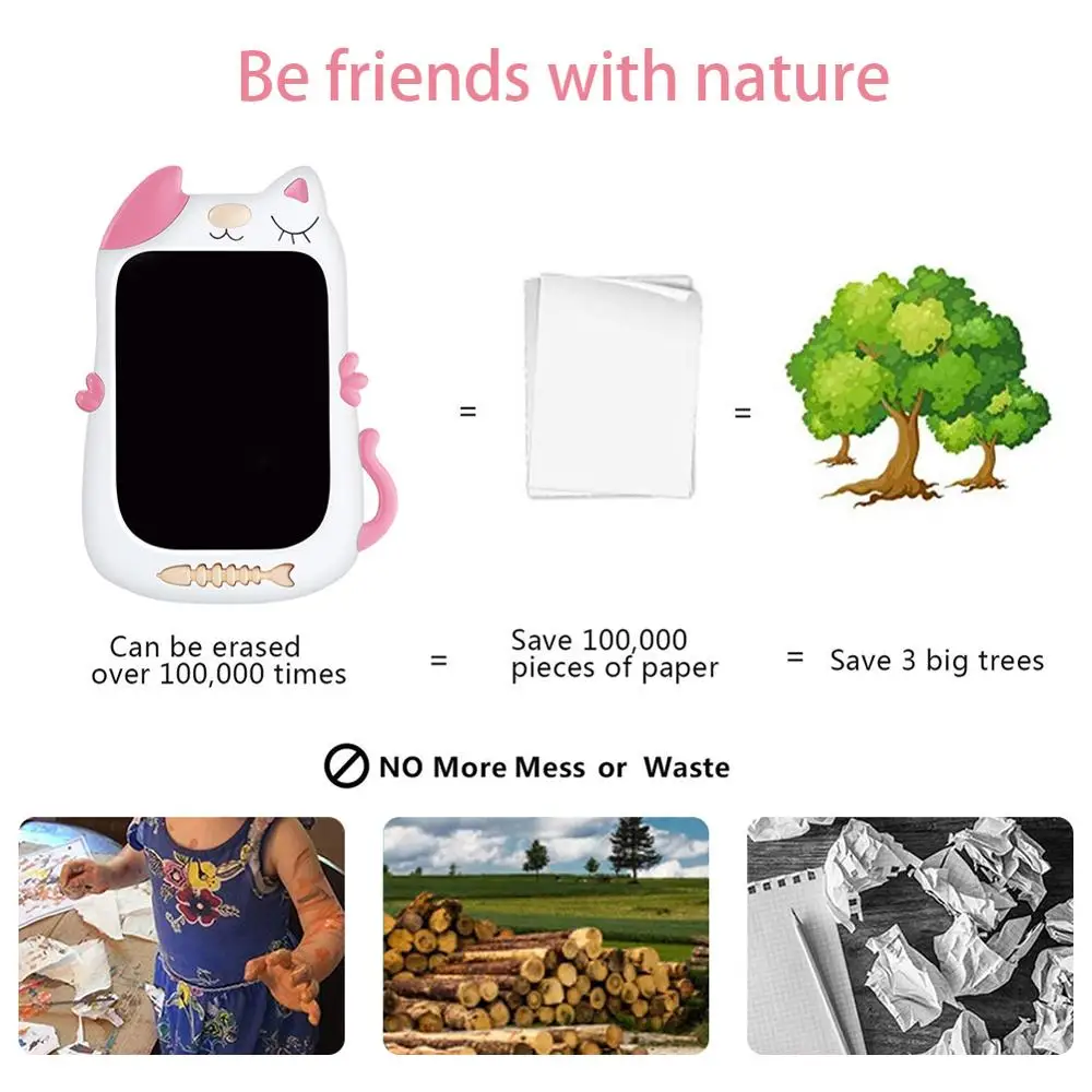 

LCD Writing Tablet Pad 8.5 Inch Electronic Pads Cat Gradient Drawing Board Gifts for Kids Office Blackboard with Lock Function