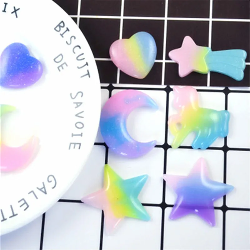 10 шт. наполнитель в виде единорога звезды Луны для прозрачной/пушистой грязи