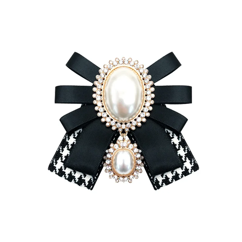7 i-Remiel Fashion New Korean Pearl Bow Tie Brooch for Female Ancient Rhinestone Lapel Pin Badge Corsage Shirt Collar Accessories - Окраска металла: 7