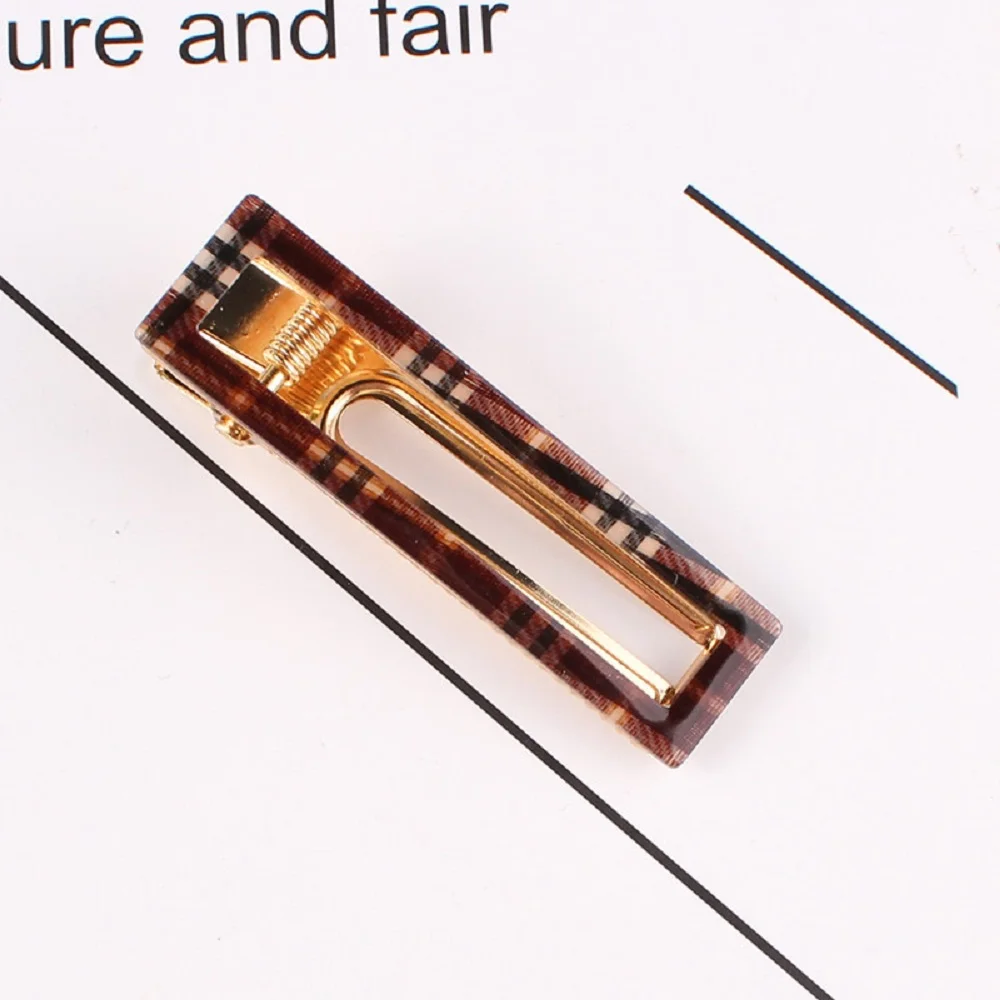 

Fashion Acetic Acid Houndstooth Hairpin Geometric Rectangle Acetate Hair Clip Barrette Hairband Women Hair Accessories
