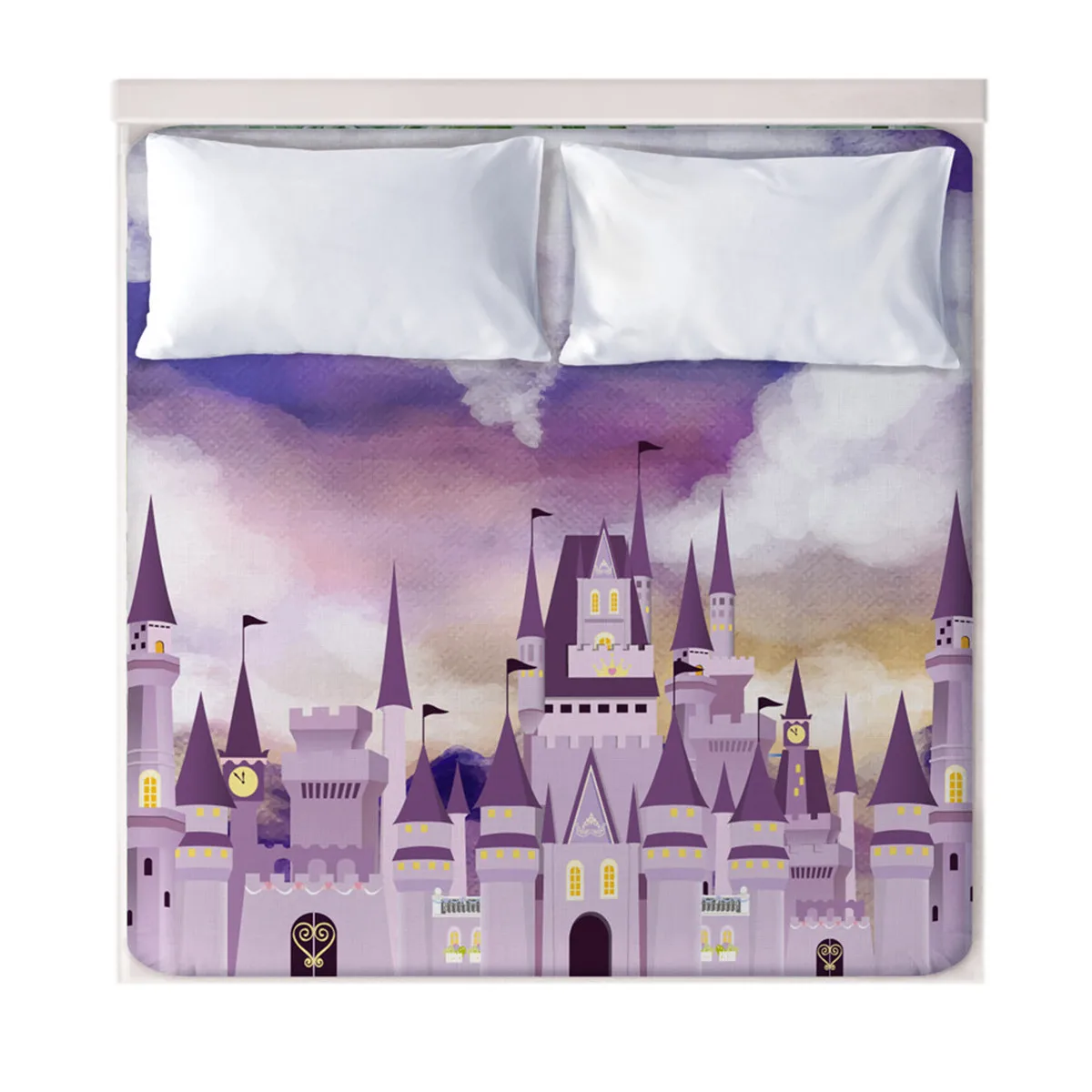 1 шт. 100% полиэстер с принтом замка простыня для матраса девочек Рождественское