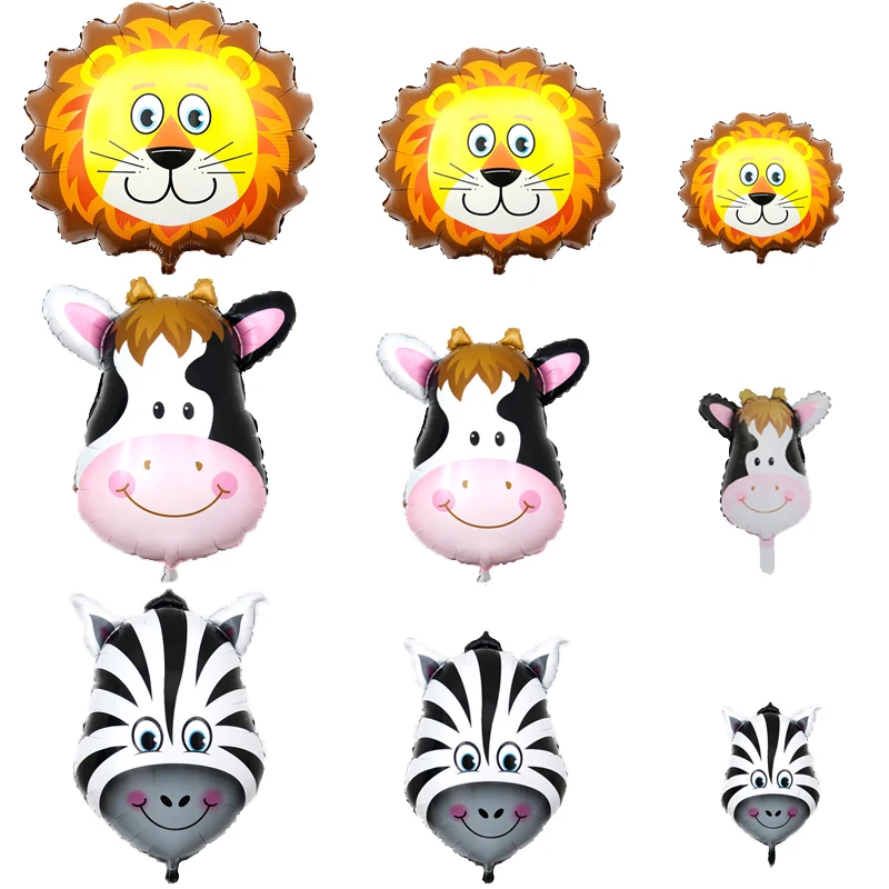 1 шт большой и малой головы животного алюминиевый воздушный гель шар лес тема