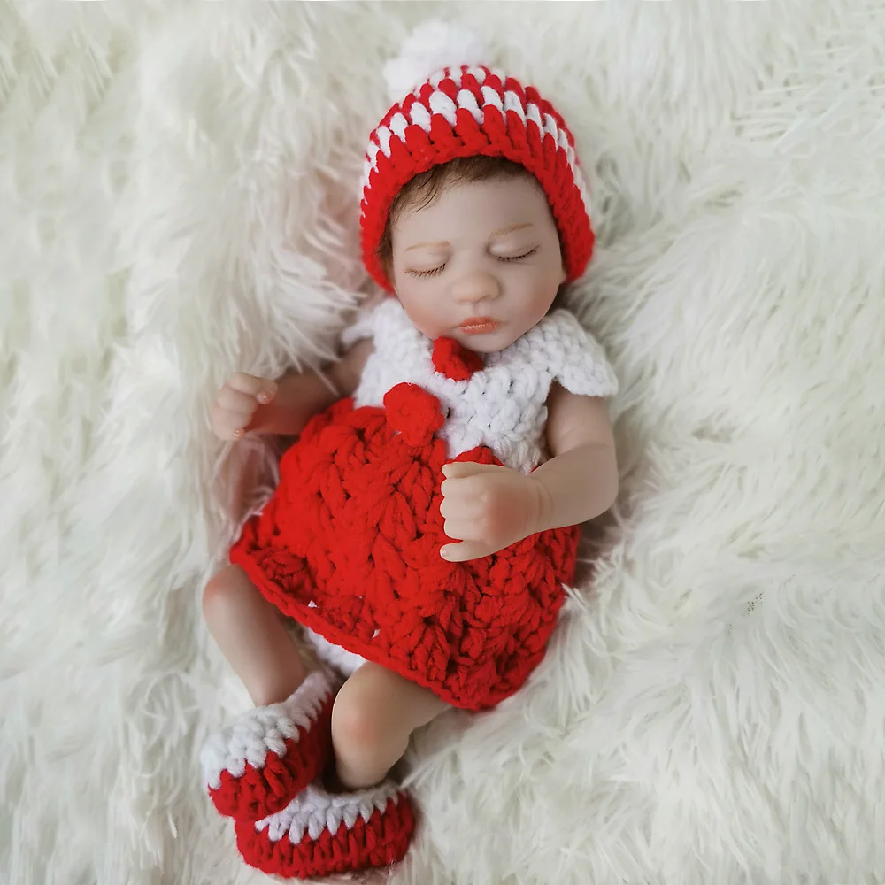 

Кукла реборн, 10 дюймов, полностью силиконовая, очаровательные Куклы реборн с красным свитером, подарок ручной работы, Игрушки для ванны