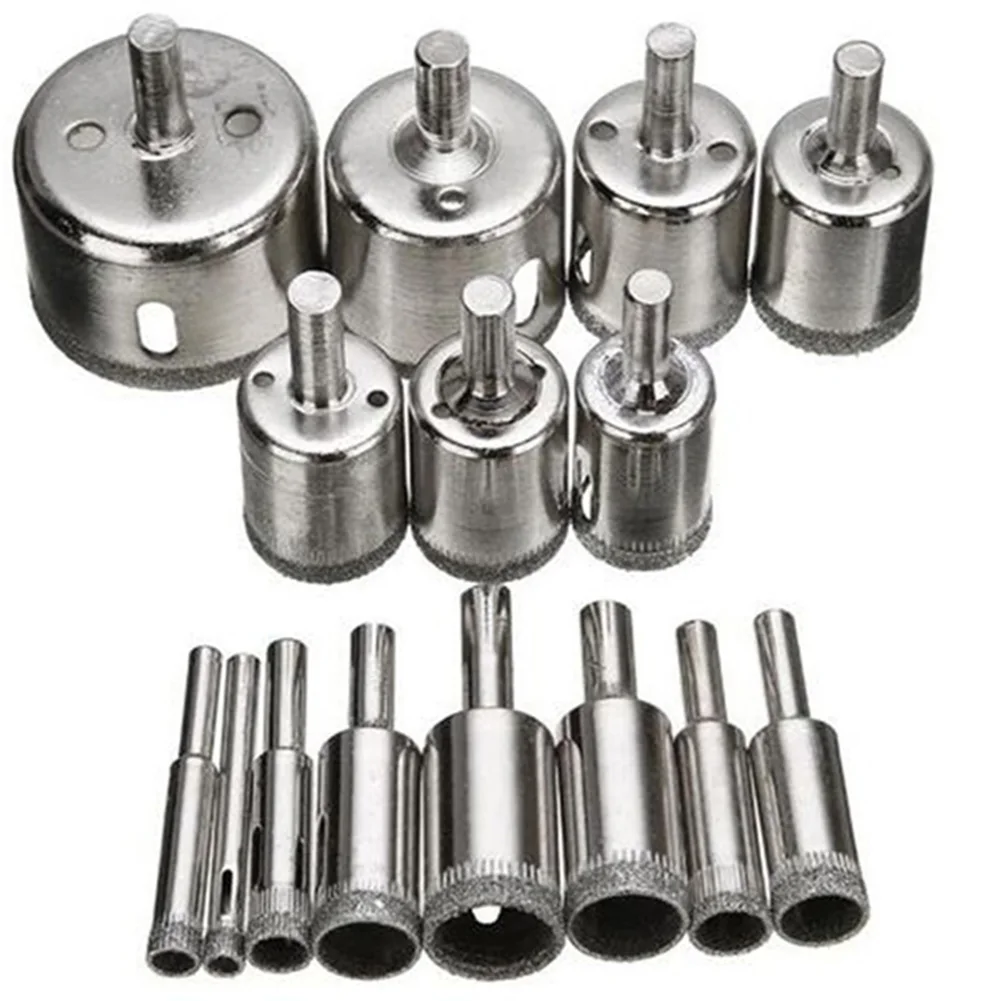 

15pcs Plated Drill Bit Glass Holes Maker 6-50mm Diamond Coated Hole Cutter for Glass Marble Tile Hole Saws LB88