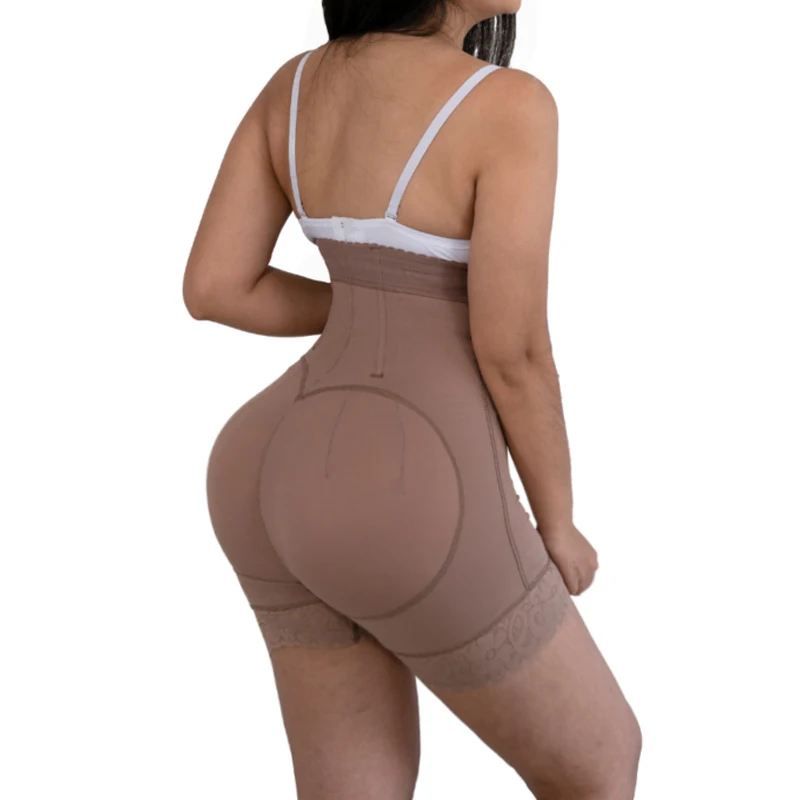 Fajas Colombianas Rosy Brown Women Butt Lifter with 2 Zippers Closure for Weight Loss Skims Tummy Control Post Surgery Shapewaer