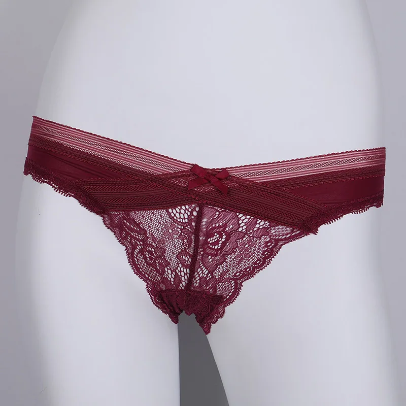 

Omysky Women Sexy Underwear Sheer Lace Briefs Panties Thin Hollow Out Women's Breathable Sexy Lace Panties Black Underwear