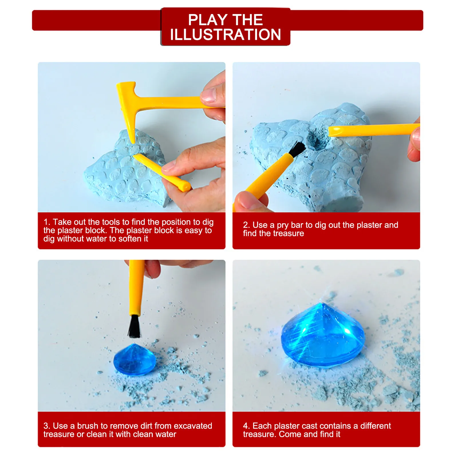 

Archaeological Excavation Ocean Set Children's Education Archaeological Toys handicraft Excavate fossils toy for boys fun gift