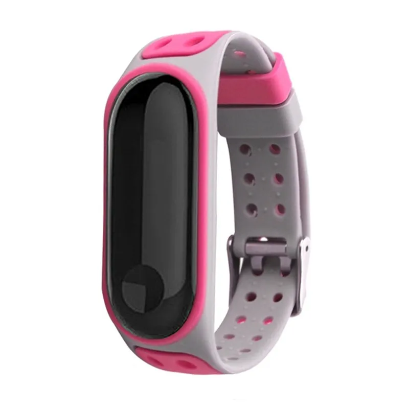 Спортивный ремешок для часов Xiaomi Mi Band 3 4 силиконовый двухцветный браслет