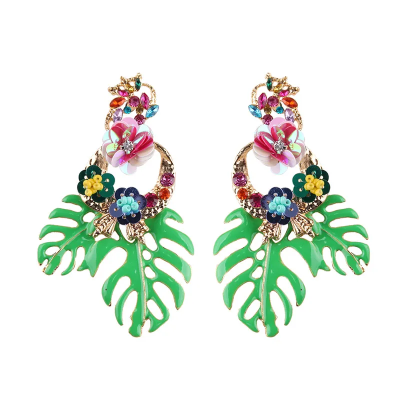 Boho серьги из сплава в форме листка этнический сплав Висячие для женщин 2019