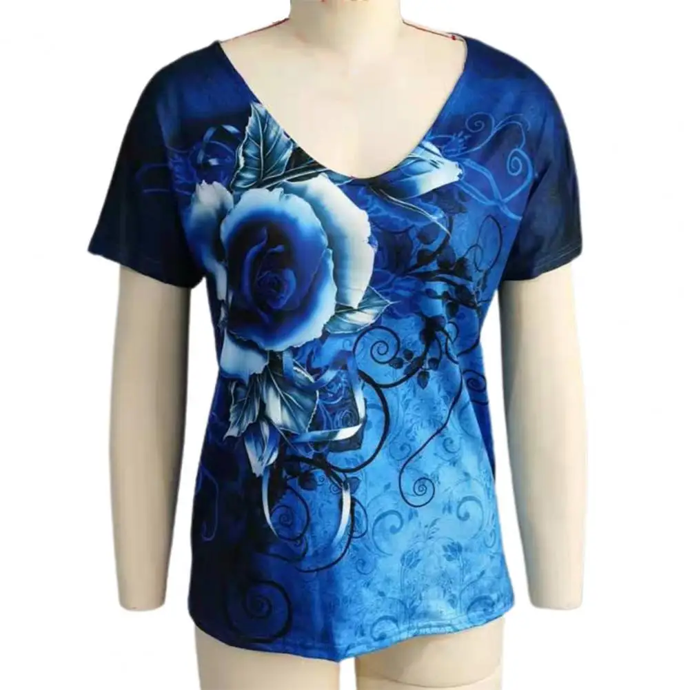 

Новые стильные женские топы с коротким рукавом, подходящие ко всему эластичные летние пляжные повседневные футболки с цветочным принтом дл...