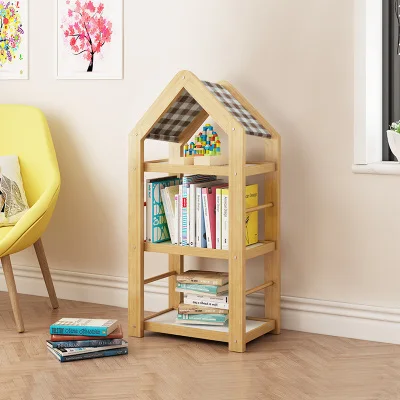 

Children's floor bookshelf Solid wood simple modern economical assembled home pupils save space small bookcase