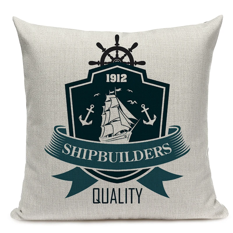 Морской синий шлем Печатный чехол для подушки с принтом &quotякорь&quot хлопковая