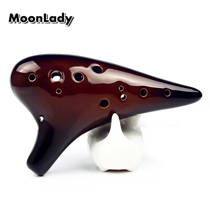 Alto C Key Ocarina 12 Holes Ceramic Music Instrument Bright Glossy Glaze Woodwind High Quality | Спорт и развлечения