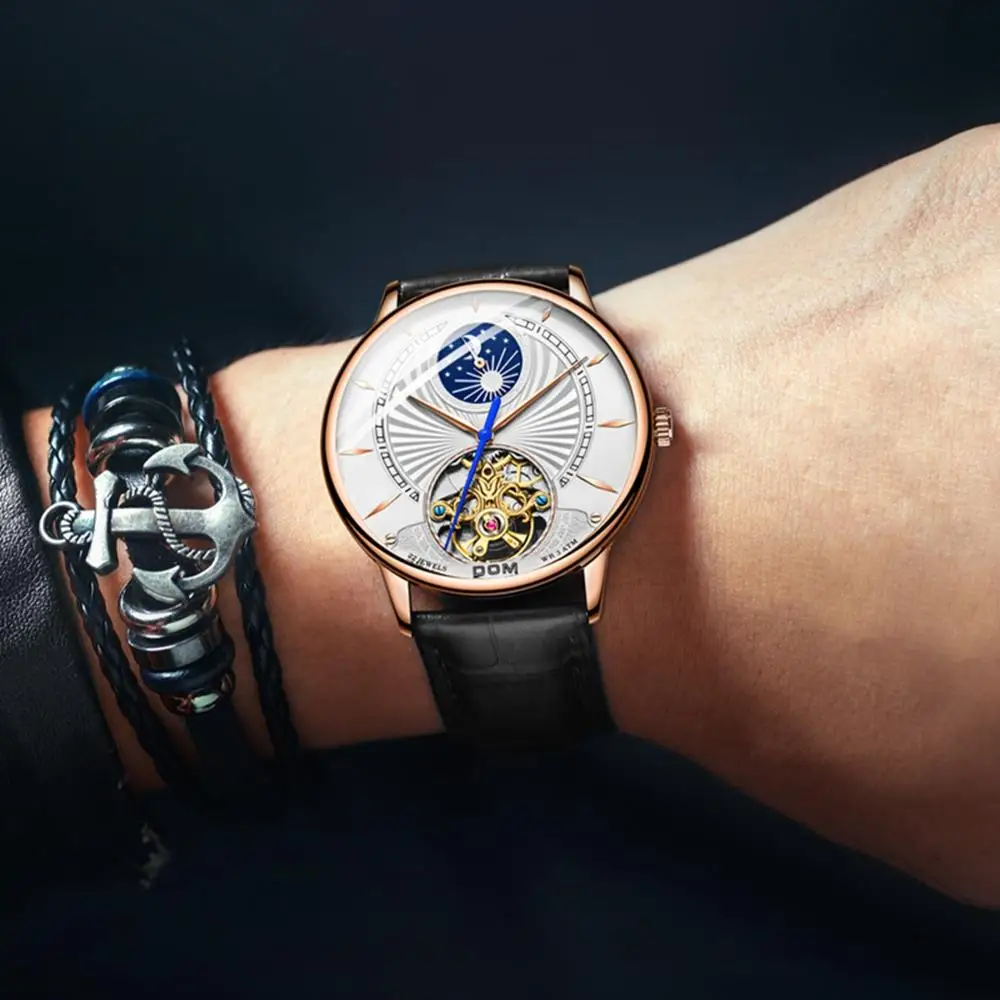 DOM мужские часы 2019 Топ люксовый бренд автоматические механические кожаные бизнес