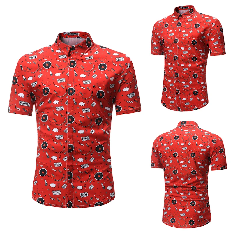 

New men's casual short-sleeved flower shirts in summer