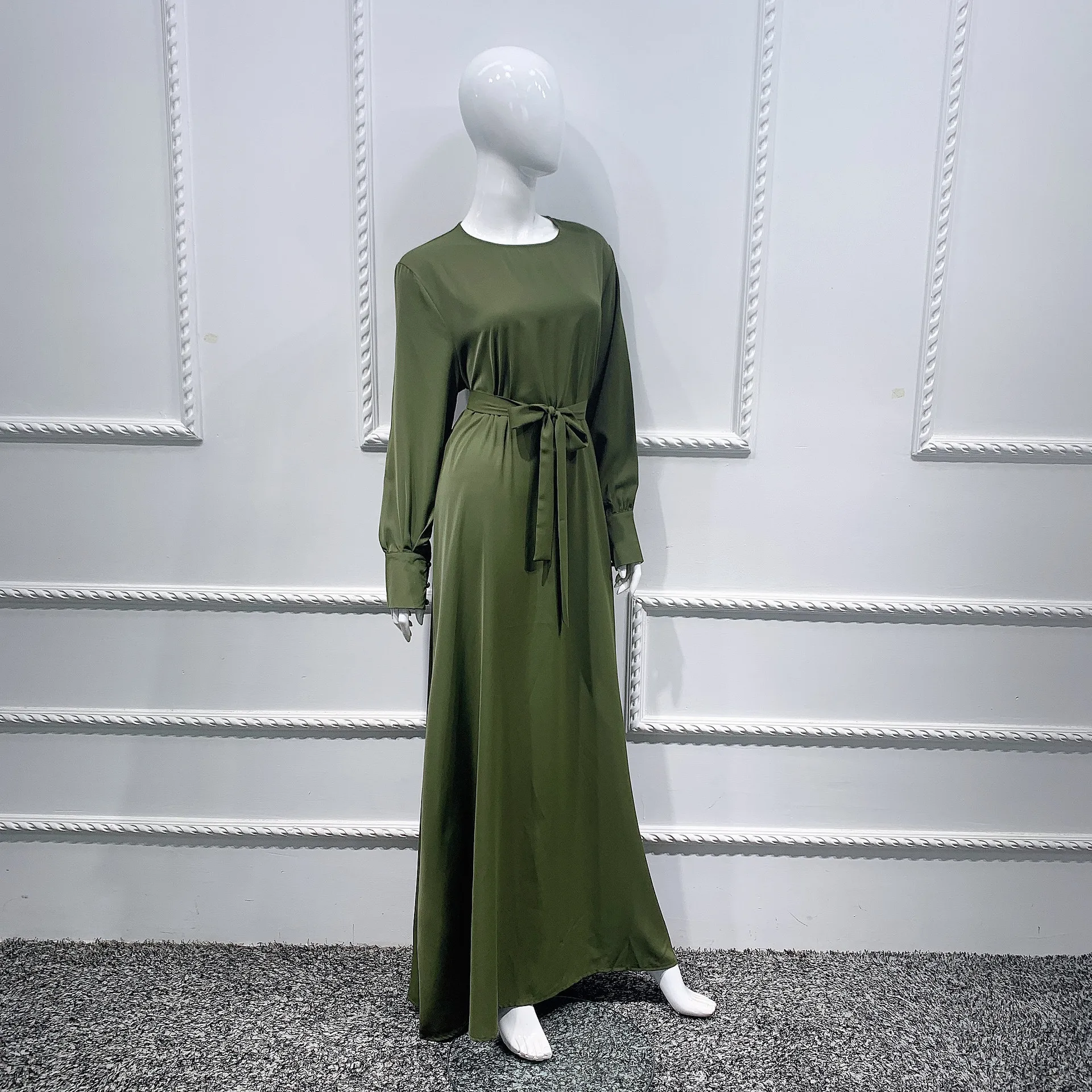 Abaya Дубай, Турция Шелковистое зеленое мусульманское платье, Abaya s, женское длинное платье, женское мусульманское платье F2628