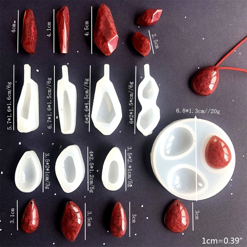 

2021 New 8 Pcs Mine Stone Pendant Epoxy Resin Molds Necklace Jewelry Silicone Mould DIY Crafts Ornaments Casting Tools