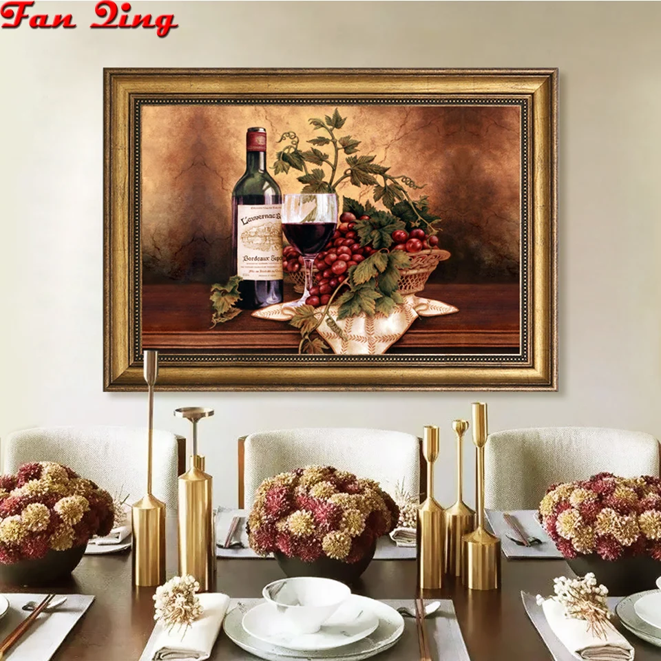 Набор для алмазной живописи фрукты и вино | Дом сад