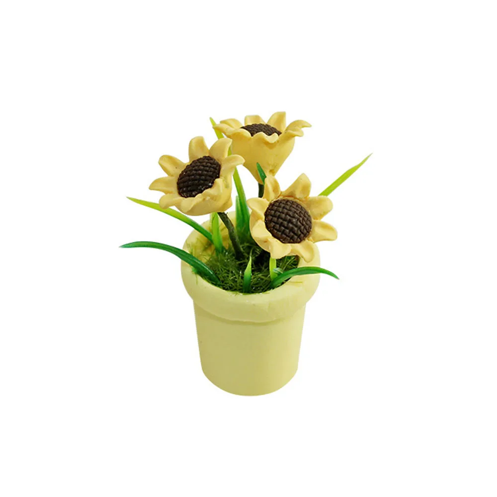 

DOLLHOUSE Miniature Food Play Scene Model Doll House Accessories Mini Sunflower Small Potted Ornament K517
