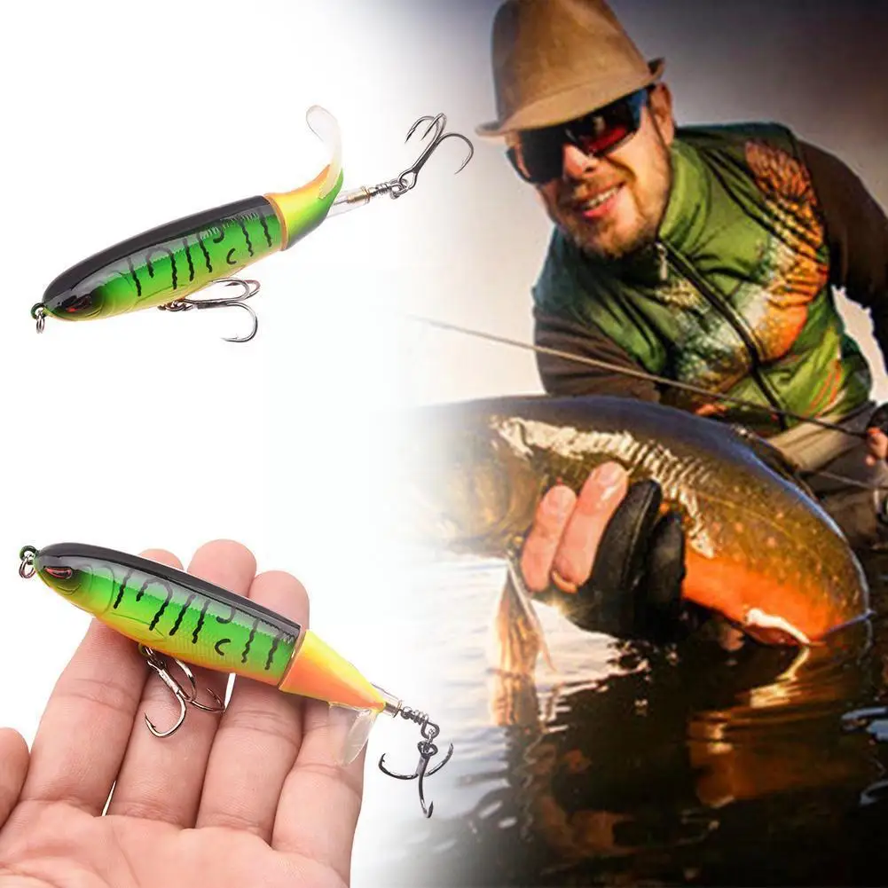 

1pcs Whopper Popper 10cm 13g Topwater Fishing Lure Tail Tackle Bait Fishing Soft Plopper Hard Artificial Rotating X2j5