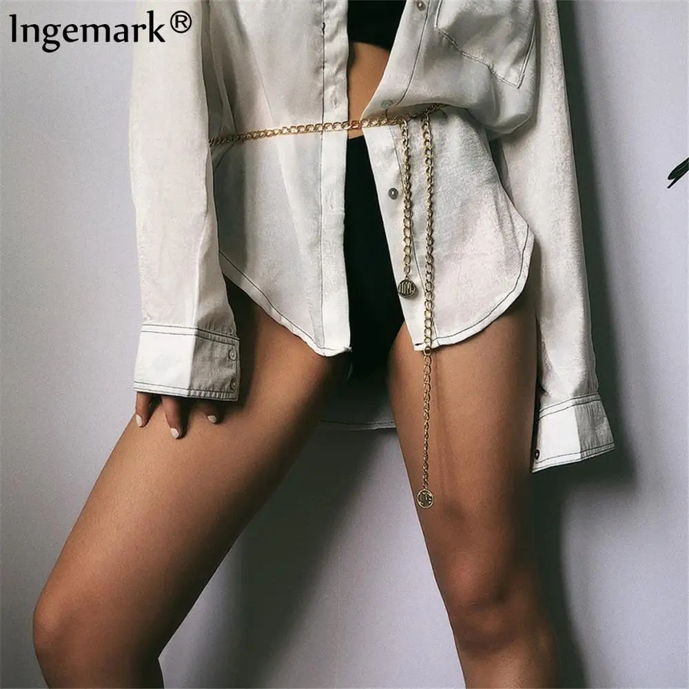 Ingemark Индия Сексуальная рок цепочка пояса с высокой талией женское платье