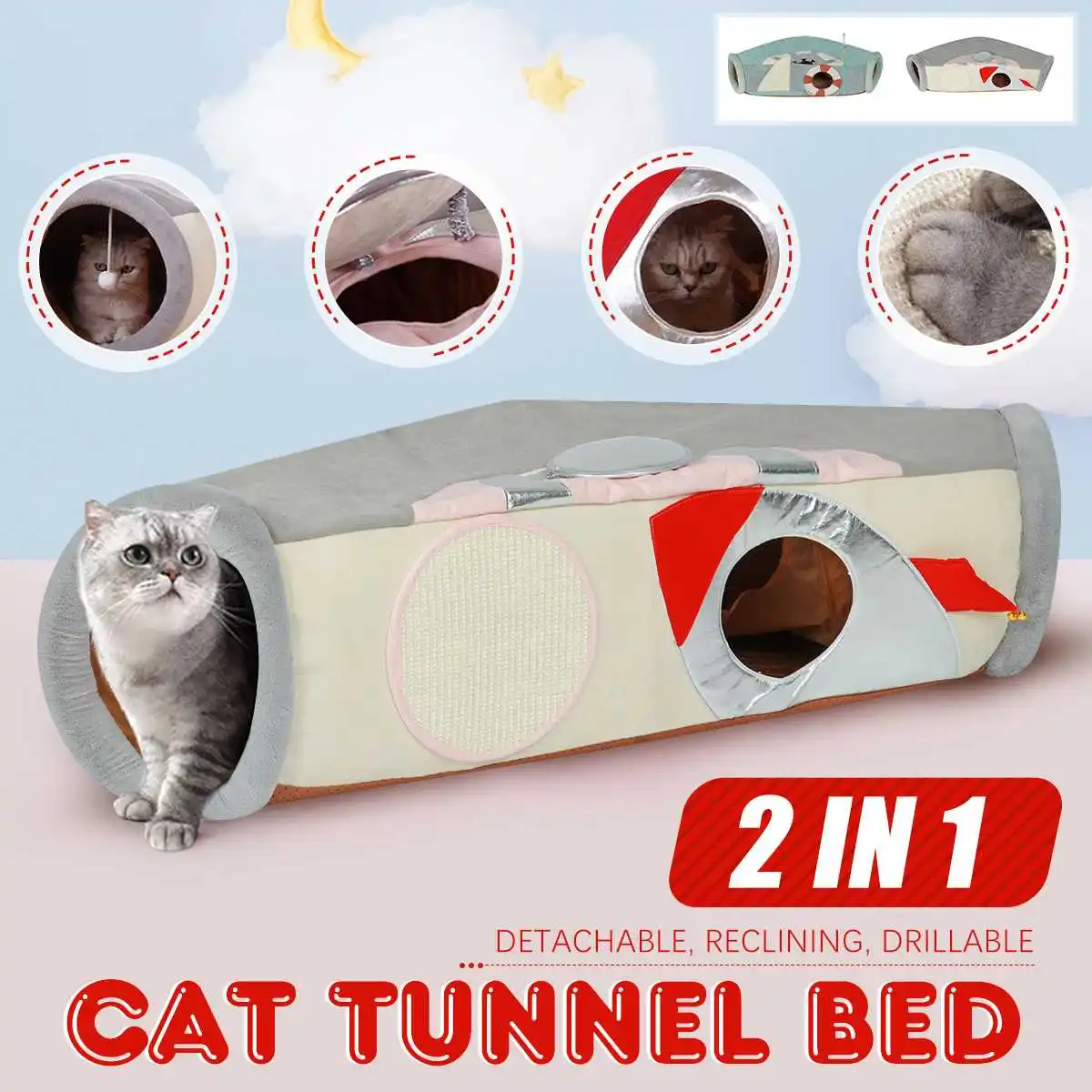 

96x50cmx26cm кошачий туннель для кошек кровать 2In1 складной туннель для домашних питомцев играть в игры, игрушки кошки; Тапочки с кроликом; Шлёпанц...