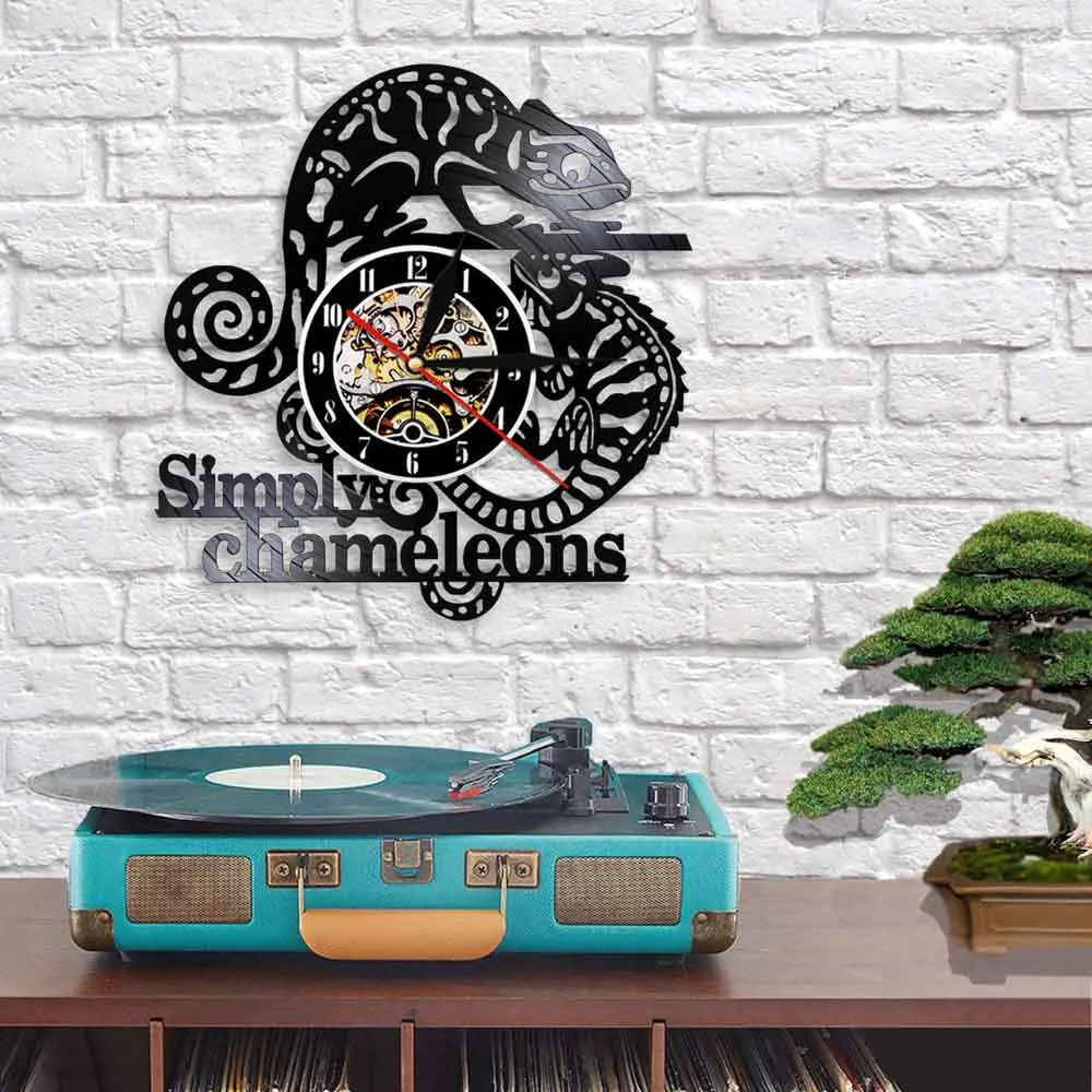 Настенные часы с эффектом Хамелеона виниловые 3d ручной работы животными