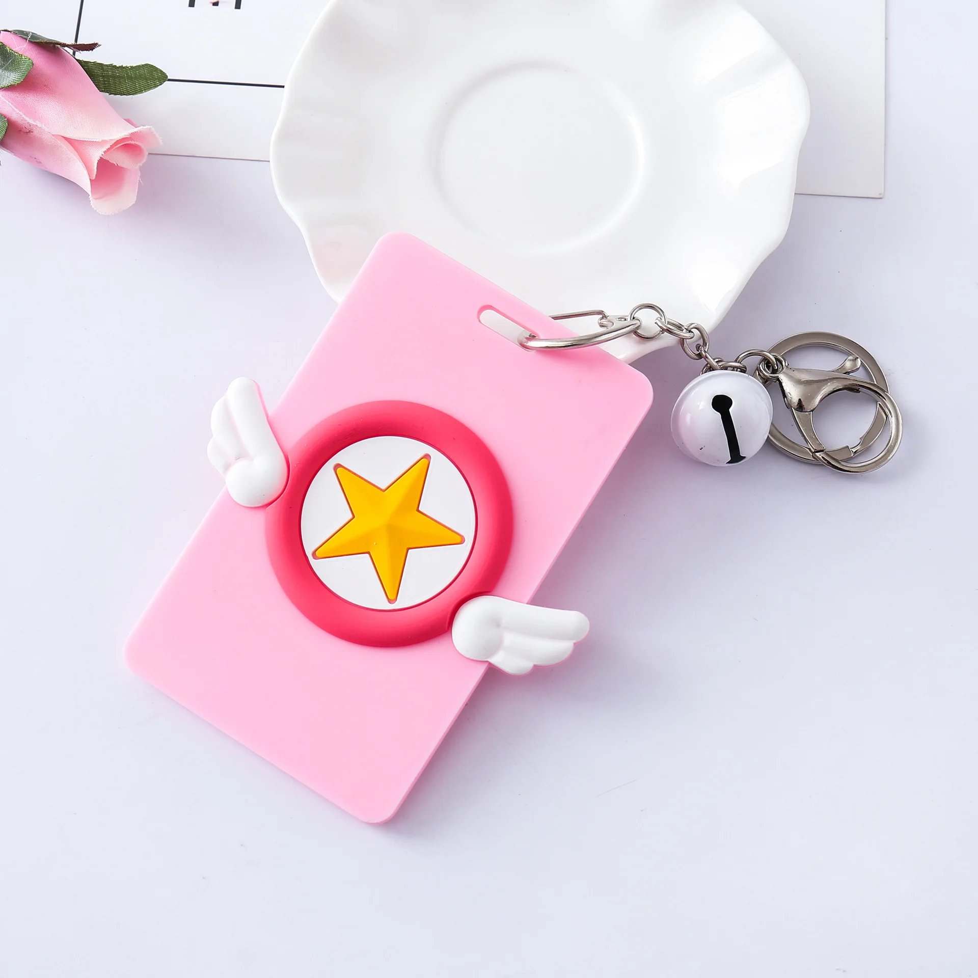 Аниме Card Captor Cardcaptor Sakura милый прекрасный банковский чехол для автобусной карты колокольчик набор держатель для карт аксессуары для косплея реквизит подарок для девочки - Цвет: B