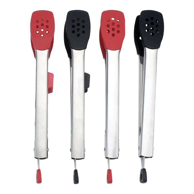 

Silicone Food Tong Stainless Steel Kitchen Tongs Silicone Non-slip Cooking Clip Clamp BBQ Salad Tools Kitchen Accessories
