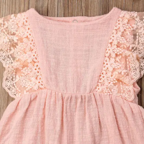 

Newborn Baby Girl Bowknot Romper+Headband Outfits Cotton Lace Sleeveless Jumpsuit Summer Infant One Piece Sunsuit 0-24M
