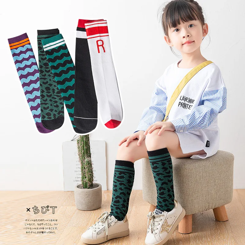 Модные осенние длинные носки для маленьких девочек милые флуоресцентные