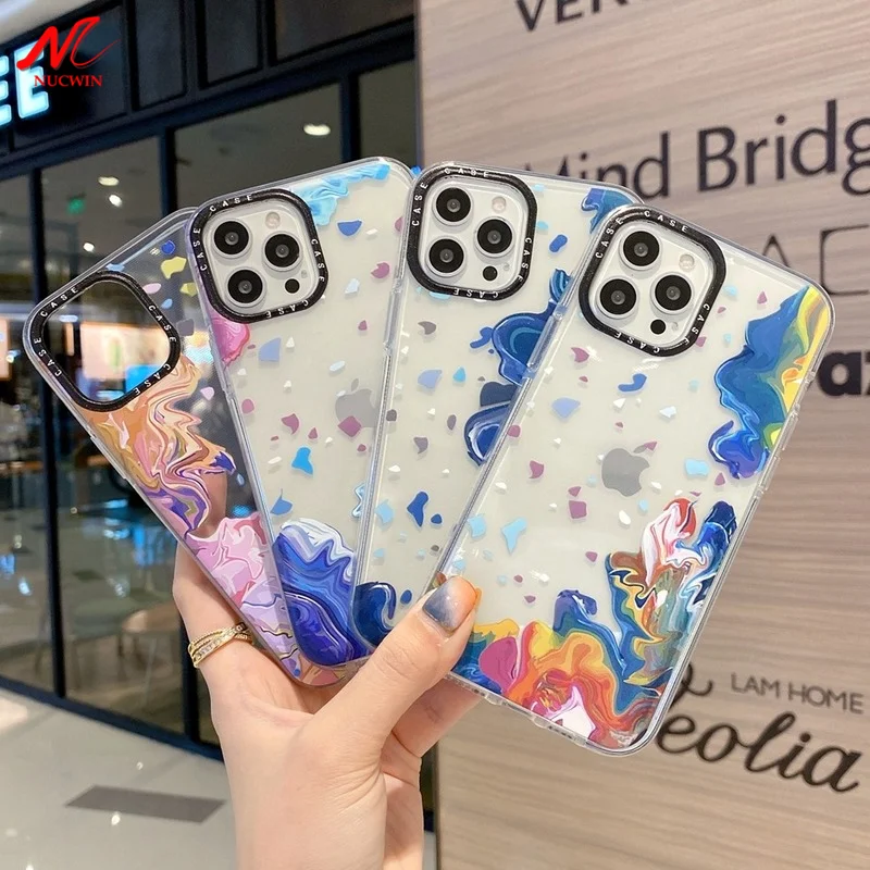 

Luxury Graffiti Painting Case for iPhone 12 11 Pro Xs Max Watercolor Clear Soft Silicone Cover for iPhone 7 8 6 6S Plus X Xr SE