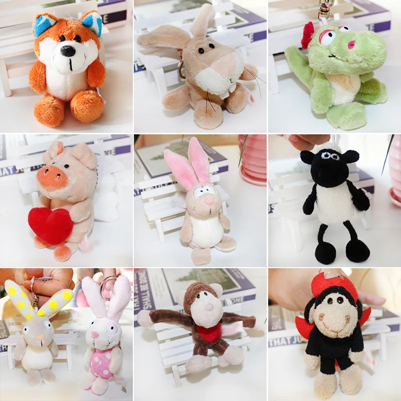Cartoon Turtle Elephant Tiger Lion Animal Plush Keychain Hippo Raccoon Bear Bird Dog Walf Rabbit Chicken Monkey Toy ZLL | Игрушки и