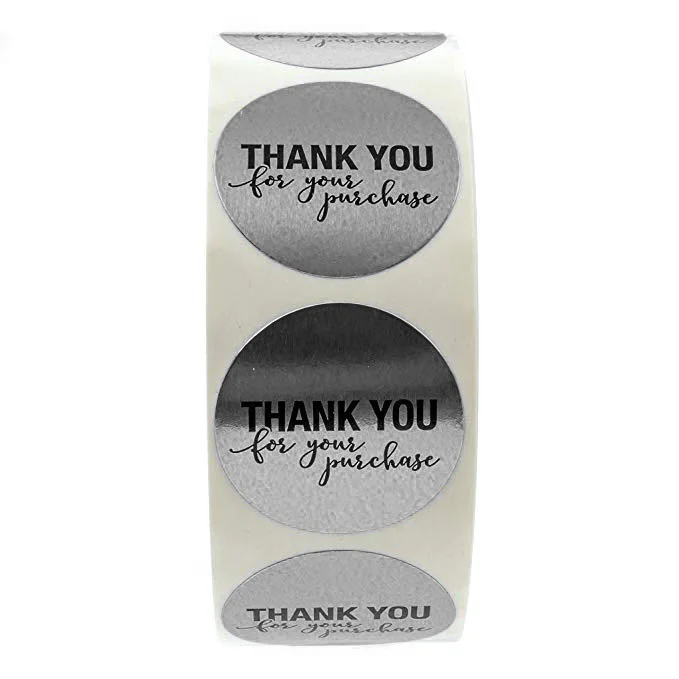 Круглые серебряные этикетки спасибо за покупку s для печати 500 наклейки