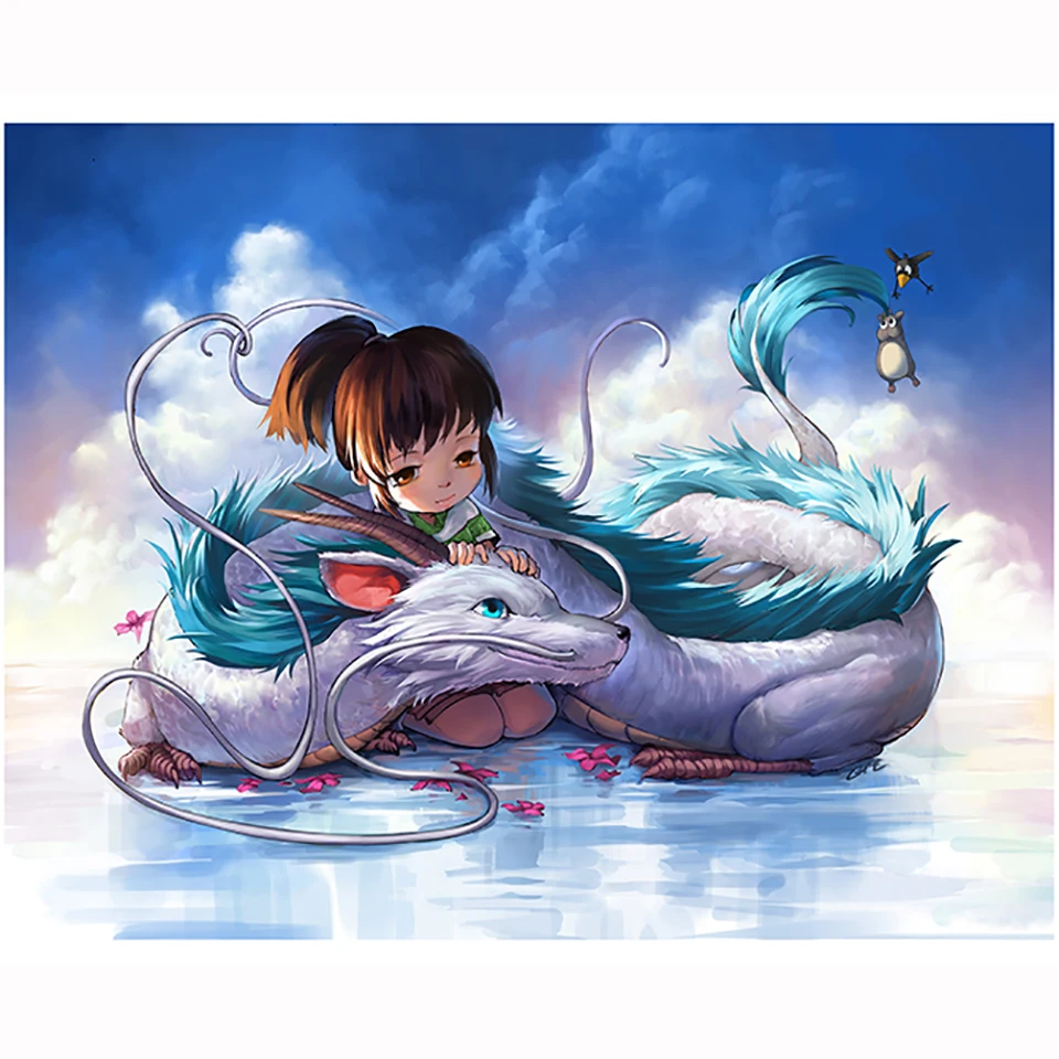 

Full Square Drill DIY Diamond Anime Spirited Away Painting Canvas Embroidery Sale Cross Stitch Wall Sticker Picture Home Decor