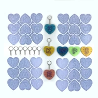 4pcs love heart shaped letter silicone mold diy keychain mould creative pendant handmade crystal epoxy resin mold