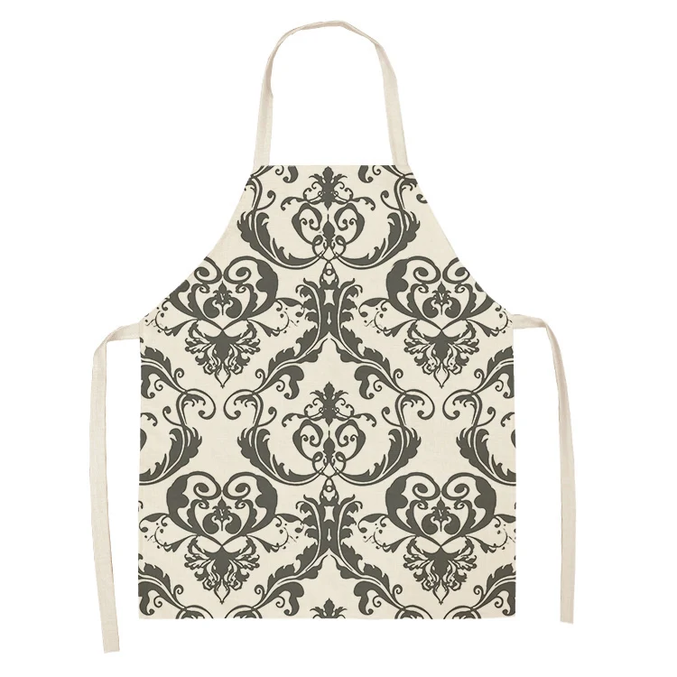 

Gray Geometric Pattern Kitchen Sleeveless Aprons Cotton Linen Bibs 53*65cm Household Women Cleaning Home Cooking Pinafore 46406