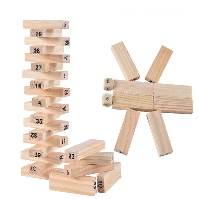 

54Pcs Building Blocks Toy Funny Mini Wooden Tower Hardwood Stacker Extract Montessori Educational Game children's day