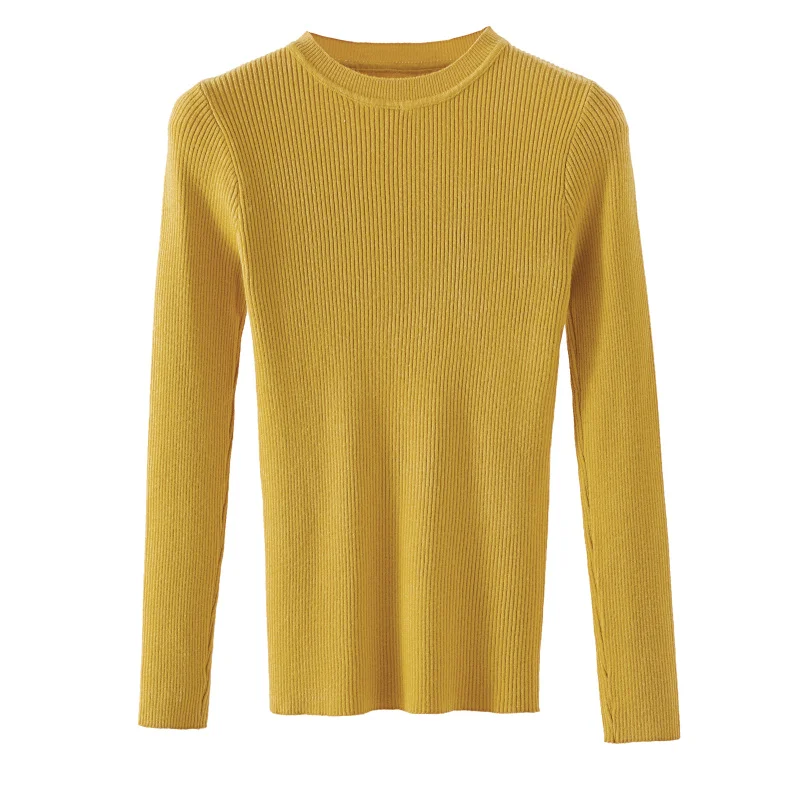 Осенне-зимние женские свитера с длинным рукавом однотонные пуловеры круглым