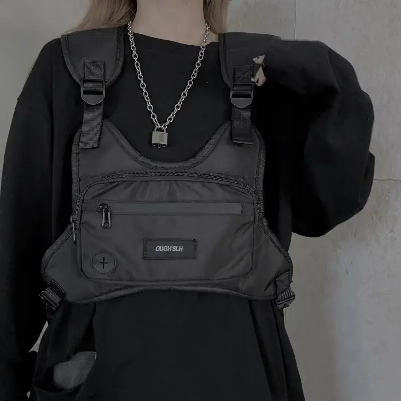 

2021 New Outdoor Sports Equipment Tactical Backpack Fashion Multifunctional Hip Hop Zipper Pocket Fitness Running Chest Bag