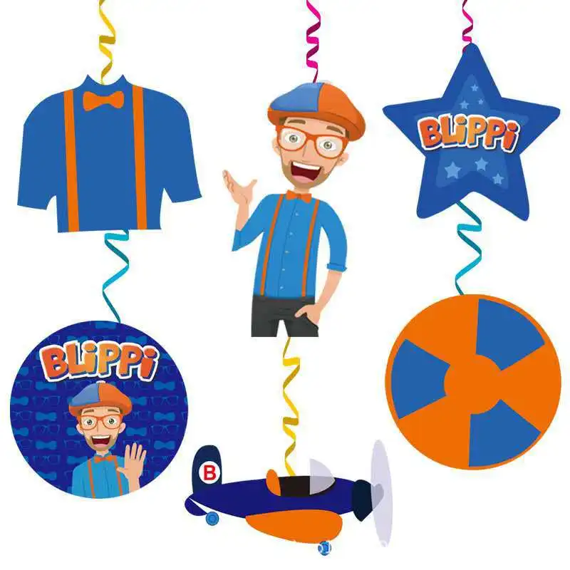 

Blippi Theme Happy Birthday Party Supplies Paper Cup Plate Straws Flags Blowout Party Tablecloth Kids Favor Toys Decor Balloons