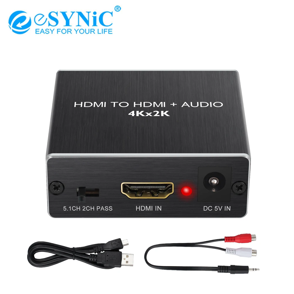 ESYNiC HDMI аудио экстрактор преобразователь 1 4 Версия Поддержка 4K x 2K 3D 3 5 мм 2RCA разъем