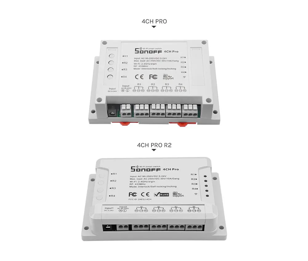 Itead Sonoff 4CH Pro R2 Wifi переключатель 4 канала инчинг самоблокирующийся замок умный WiFi RF пульт дистанционного управления работа с Alexa