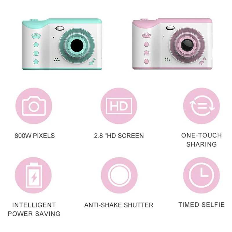 

Children Camera 2.8" IPS Eye Protection Screen HD Touch Screen Digital Dual Lens 18MP Camera for Kids Children's birthday gifts