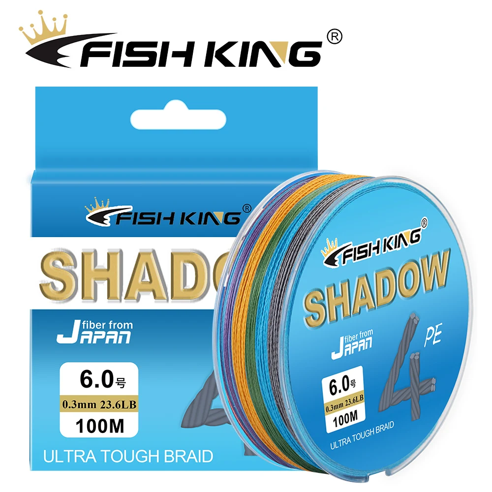 

FISH KING Brand 100M PE Braided Fishing Line 4 Strand 8-90LB Multifilament Fishing Line for Carp Fishing Wire