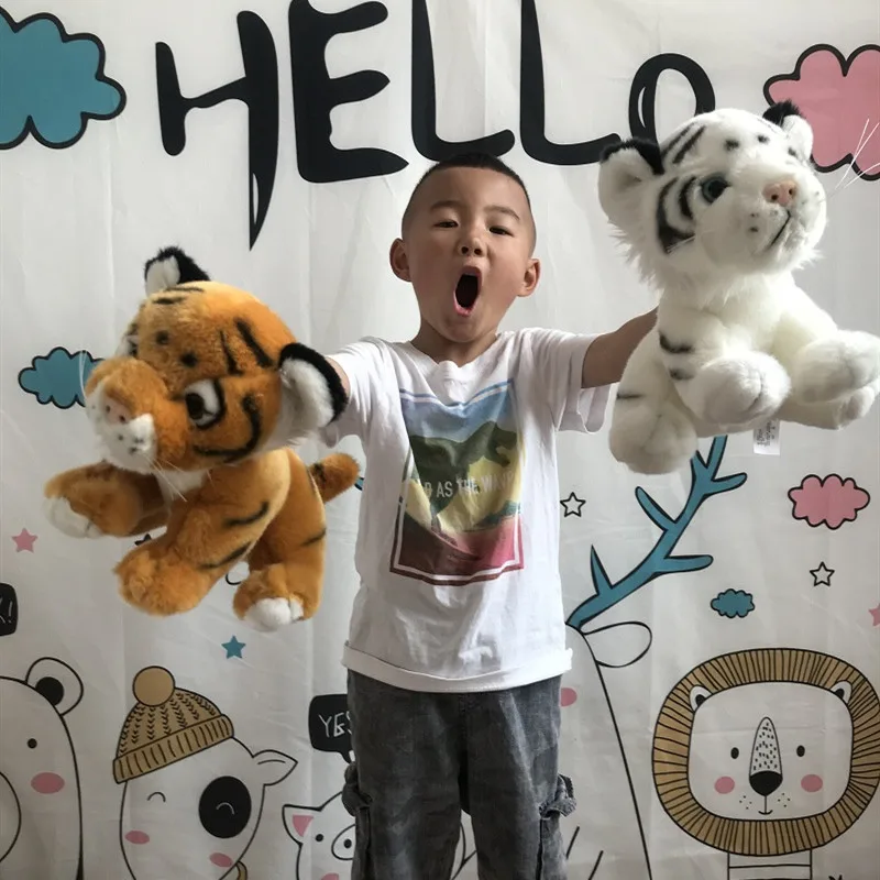 

20cm Lifelike Animal Leopard Tiger Lion Panda Plush Toys Kids Birthday and Christmas Gifts Mascots of Zhe Zoo