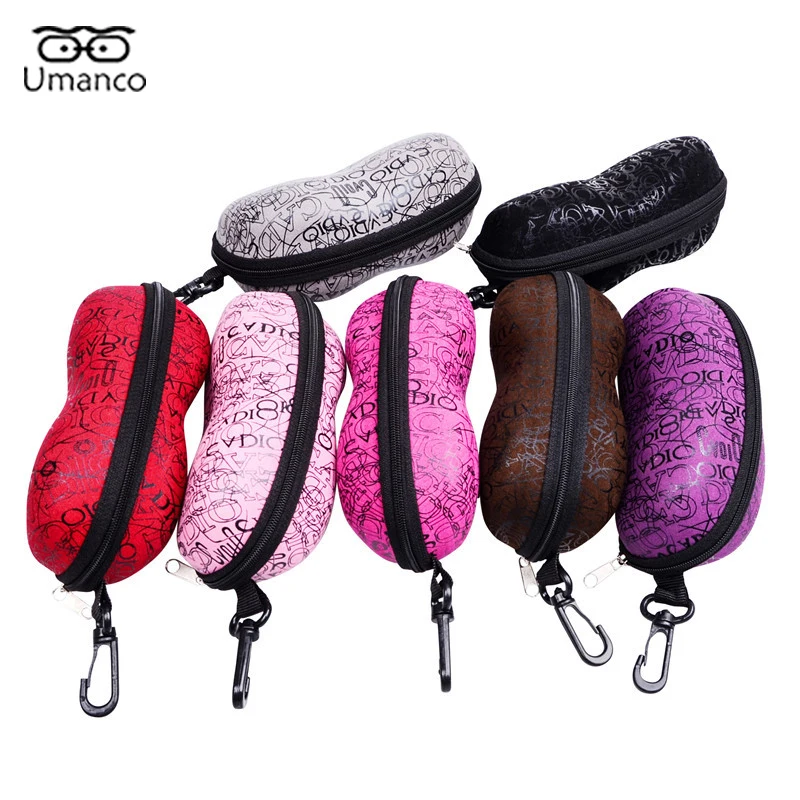

Colorful Big Sunglasses Box For Women Men Peanut Shape with Hook Zipper Smoothly Carry-Bag Unisex Female Male Glasses Case