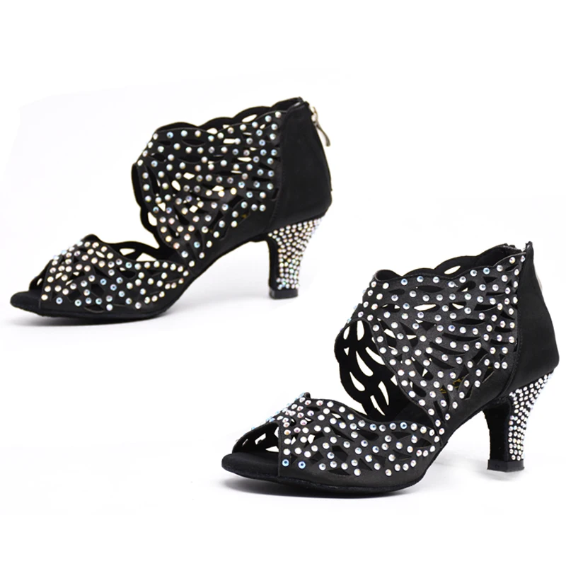 Женская танцевальная обувь Сальса латинская Обувь Стразы бальная танцевальные